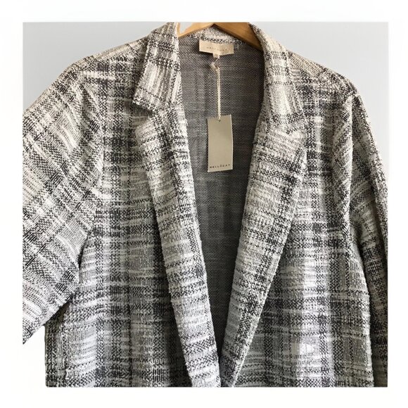 Womans Mellowday Size 2X White Black Open Front Cardigan Coat - Picture 3 of 8